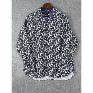 Paul Fredrick Shirt Men‎ Large LT Tall Geometric Button Flip Cuff Paisley
